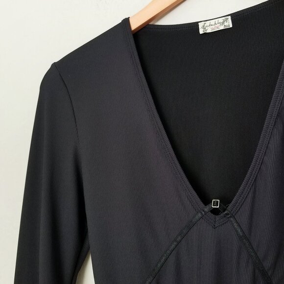 Free People Intimately Victoria Plunge V Neck Bodysuit S Long Sleeves Stretchy - Picture 8 of 15